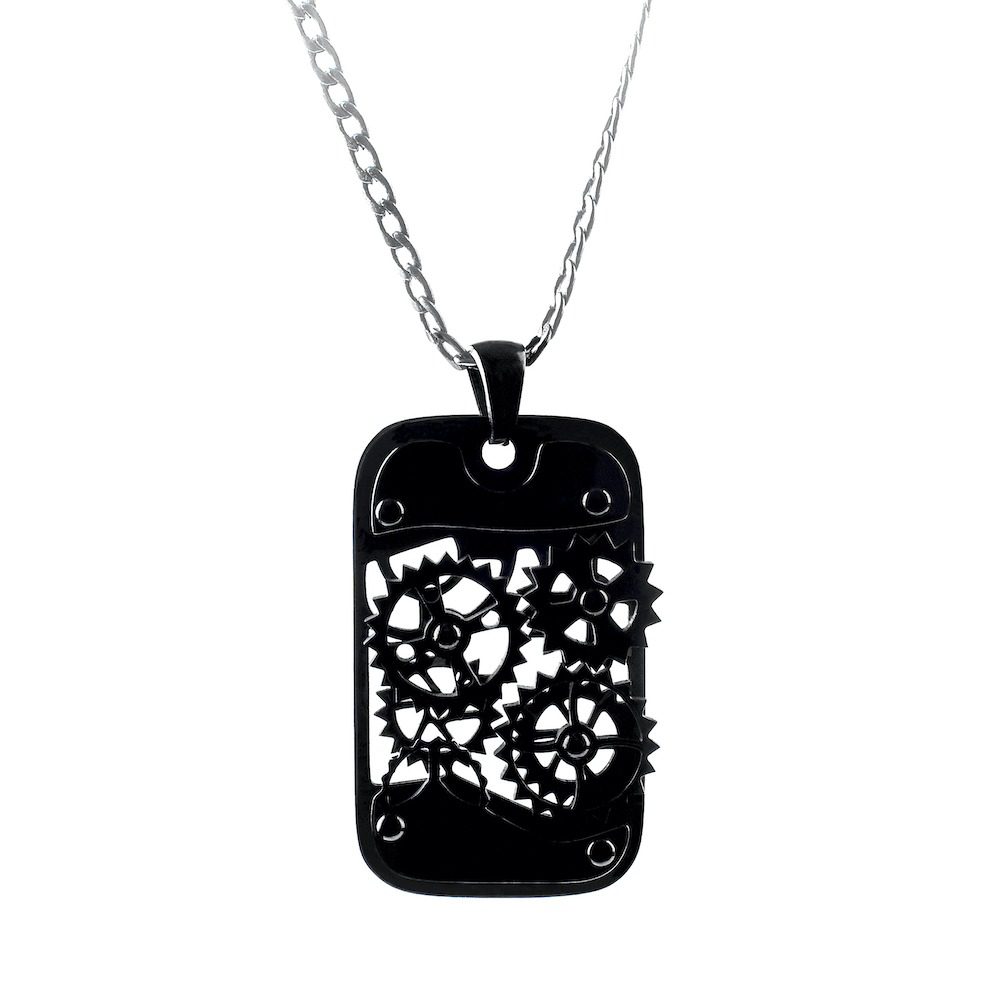 Cadena y Colgante Engranaje - Onyx Negro