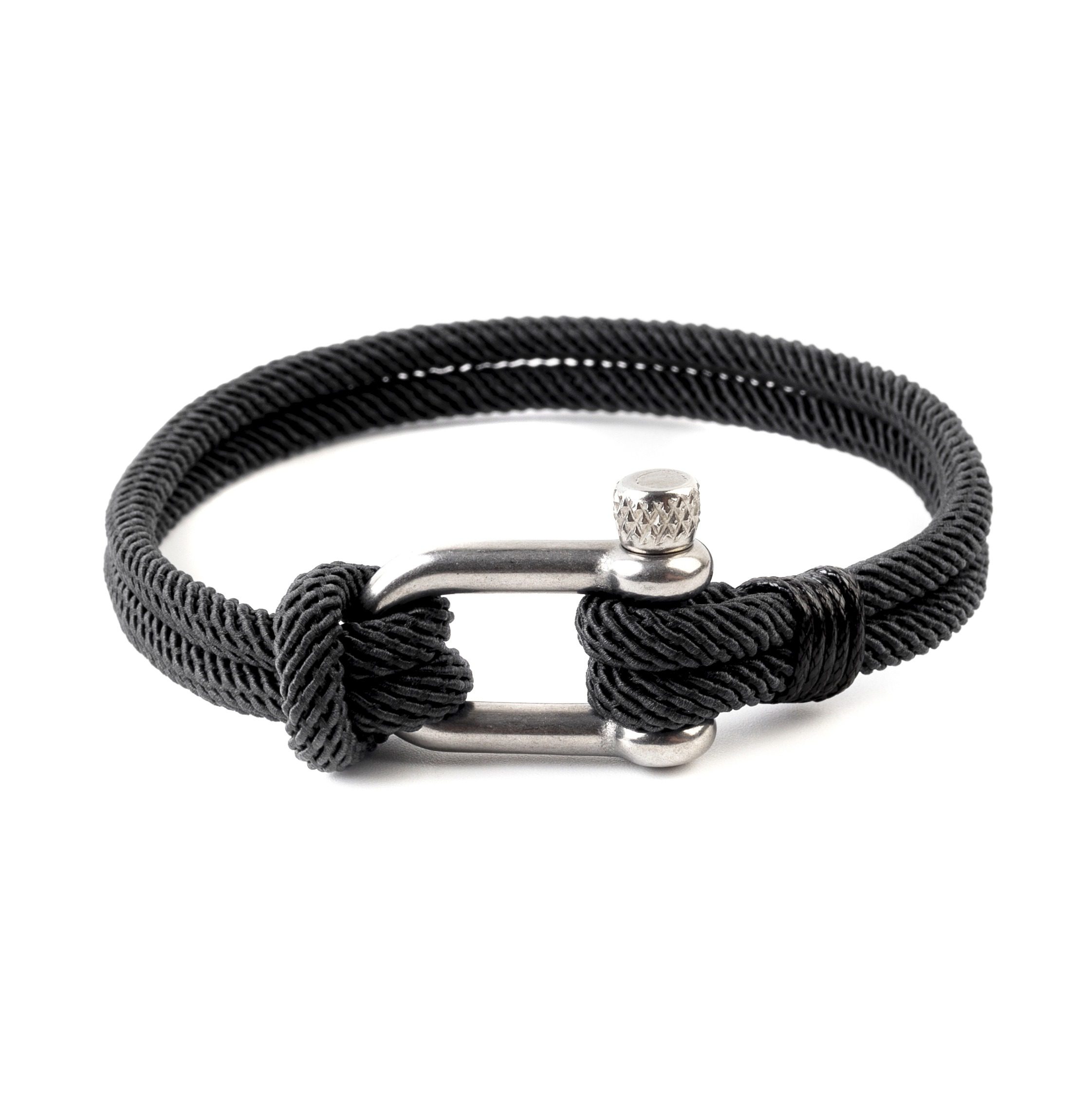 Pulsera Mr. Martin Rope - Negra Con Hebilla Plata