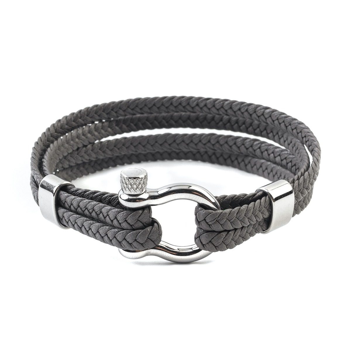 Pulsera Navy Knot Leather Gris - Hebilla Plata