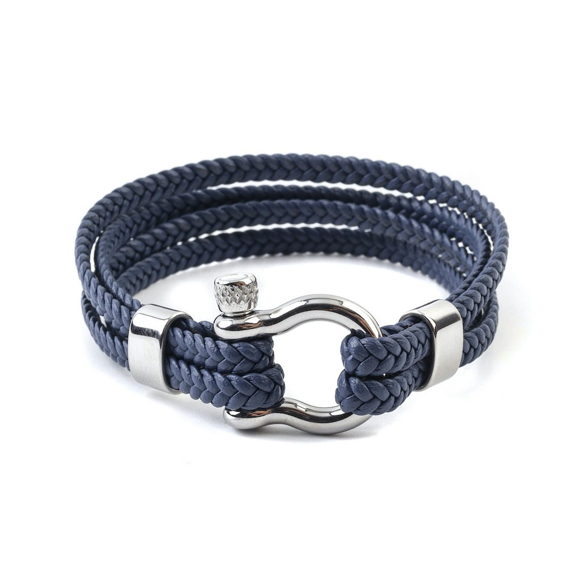 Pulsera Navy Knot Leather Azul - Hebilla Plata