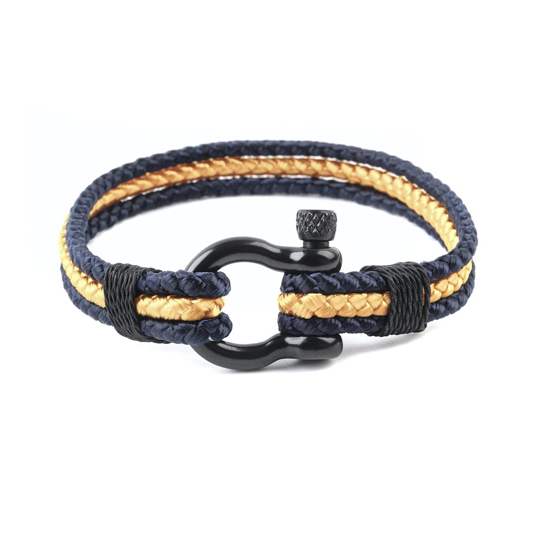 Pulsera Navy Knot Duo - Azul con Naranja Hebilla Negra